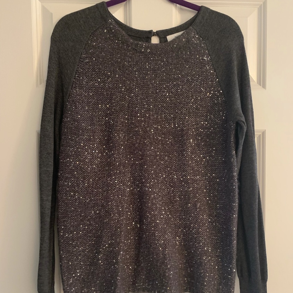 Sequined detailed Oversized Grey Sweater